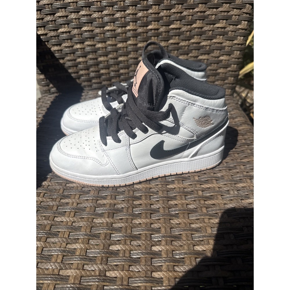 Nike Jordan Air Jordan 1 Mid GS 554725-180 White Black Gum Sneakers US 6.5Y